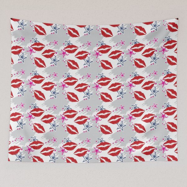 Item preview, Seamless pattern red lips with stars designed and sold by NaumStock.