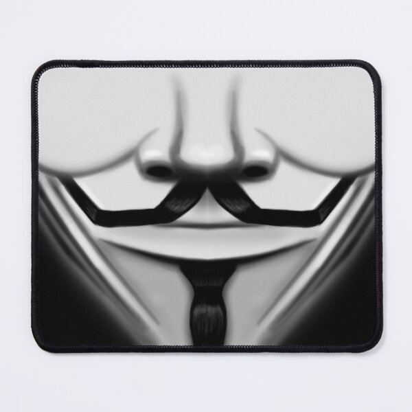 Item preview, Black and White  Anonymous Hero Guy Fawkes Smiling mouth comic movie (Quarantine Vendetta Face Mask covid 2020 trendy anarchy) designed and sold by frikybomb.