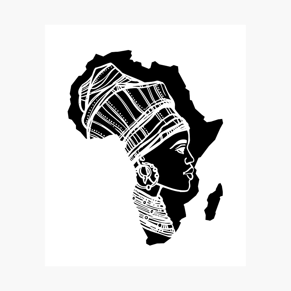 Poster avec l uvre Carte de l Afrique traditionnelle femme