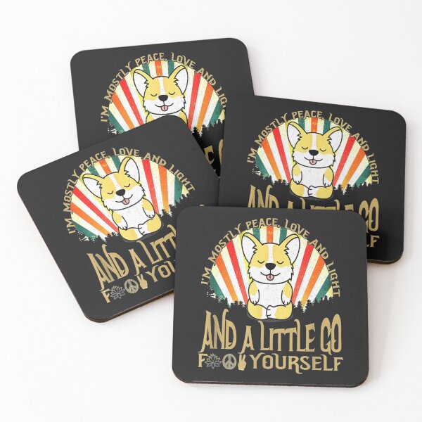 Item preview, Funny Corgi Dog Yoga I'm Mostly Peace Love and Light design designed and sold by JudithPre11.