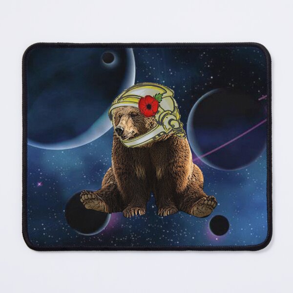 Item preview, astronaut bear with red flowers designed and sold by nasani.