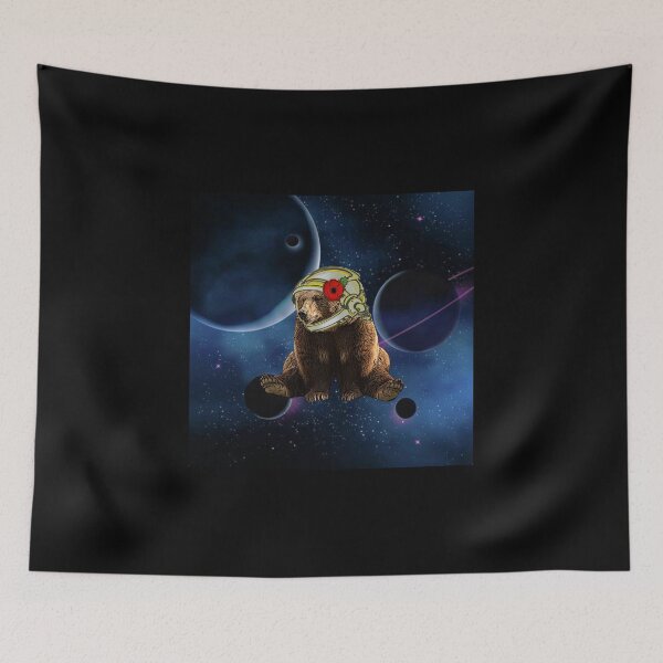 Item preview, astronaut bear with red flowers designed and sold by nasani.