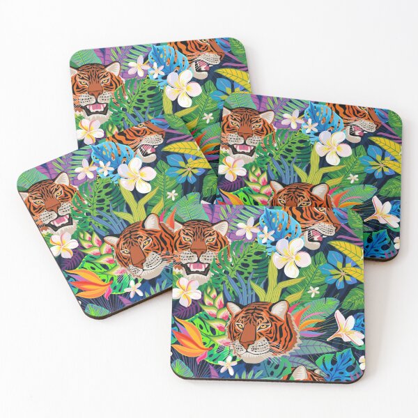 Item preview, Red tiger head roar wild cat in colorful jungle designed and sold by TeeFashionShop.