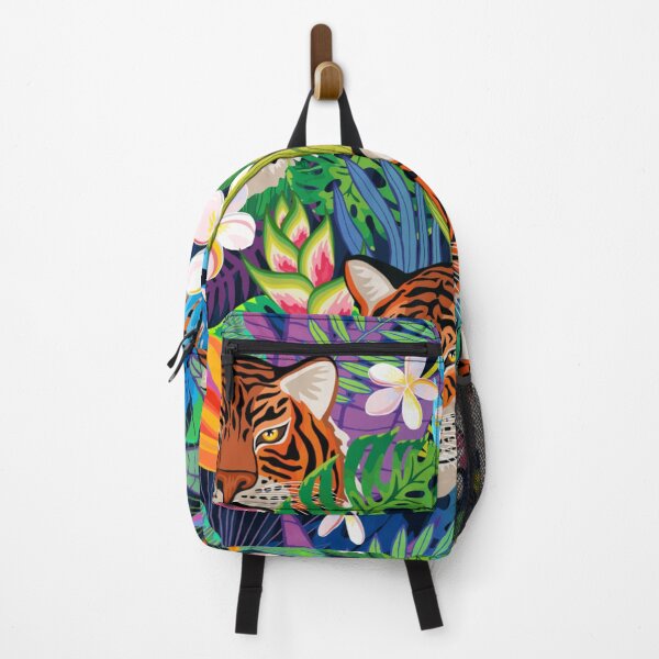 Item preview, Red tiger head roar wild cat in colorful jungle designed and sold by TeeFashionShop.