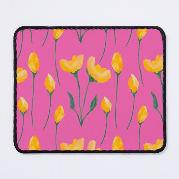 Item preview, Yellow florals on a shocking pink background designed and sold by Julie  Owen.