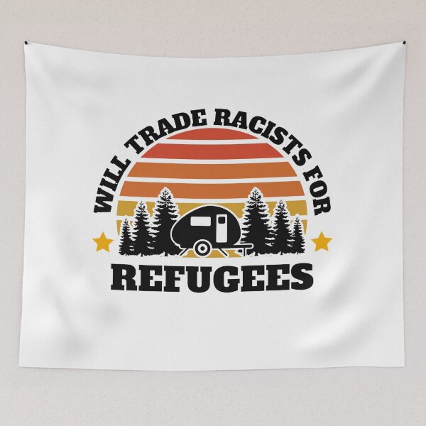 Item preview, Will trade racists for refugees (Camping RV Sunset) designed and sold by UnboundFull.