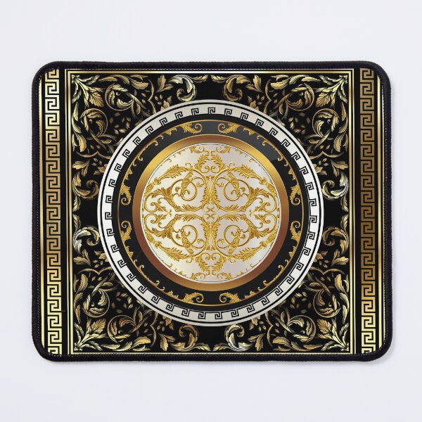 Item preview, Greek Keys Black Gold Cream Baroque Medallion designed and sold by Yiorgos Designs.
