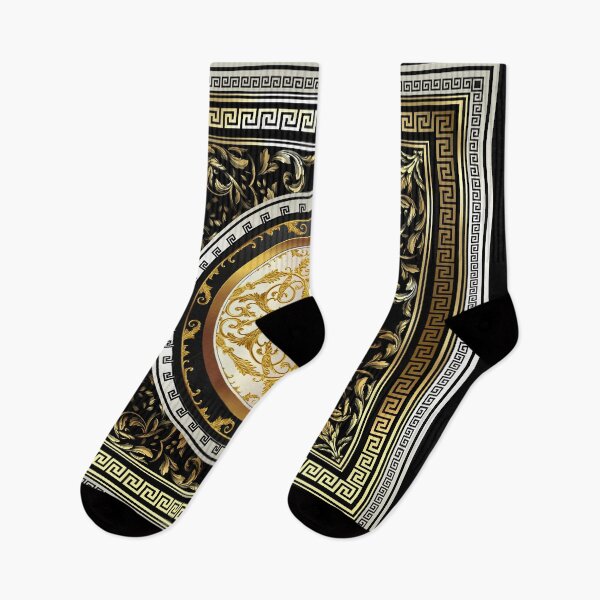 Item preview, Greek Keys Black Gold Cream Baroque Medallion designed and sold by Yiorgos Designs.