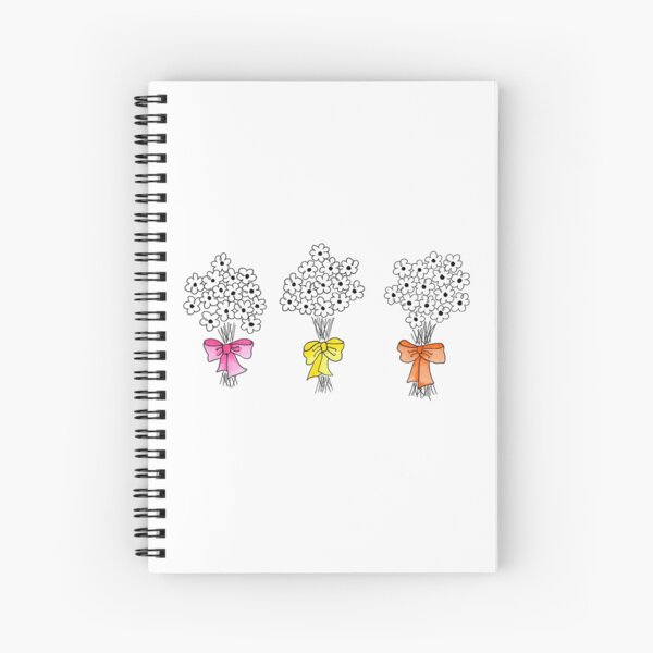 Three Bouquets Watercolor and Ink Illustration Spiral Notebook