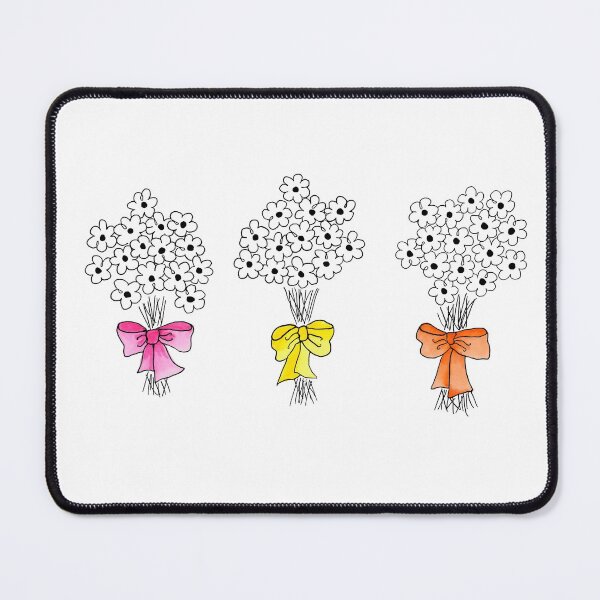 Three Bouquets Watercolor and Ink Illustration Mouse Pad