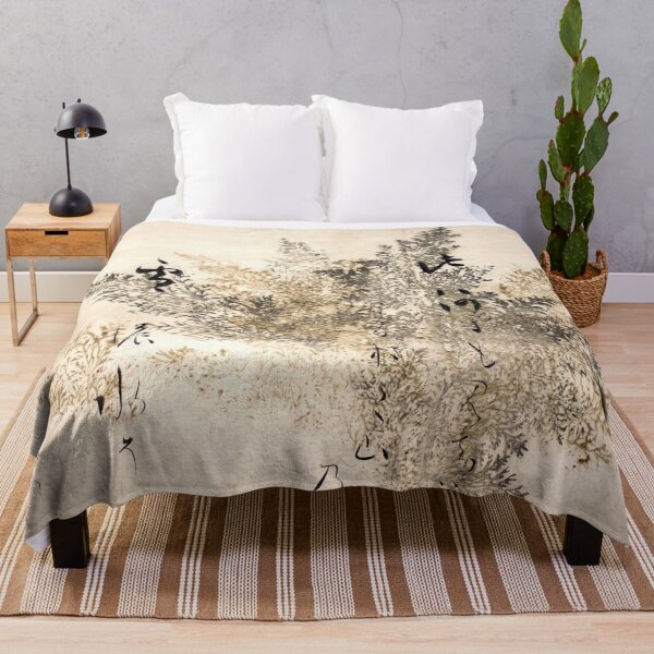 Item preview, Waka Poem with Printed Gold-and-Silver Underpainting of Cypress Fronds designed and sold by CoffeewithAnh.