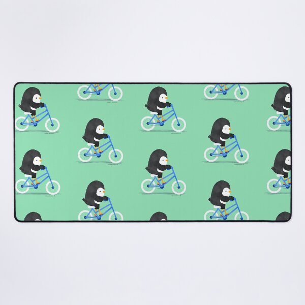 Penguin on a Bike 2 Desk Mat