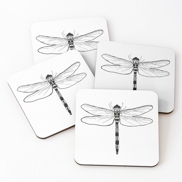 Item preview, Dragonfly modern line art drawing black and white design designed and sold by PrintHatcher.