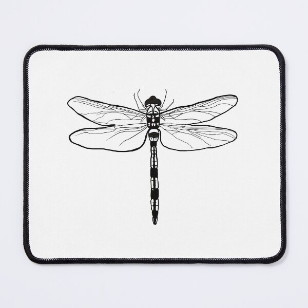 Item preview, Dragonfly modern line art drawing black and white design designed and sold by PrintHatcher.