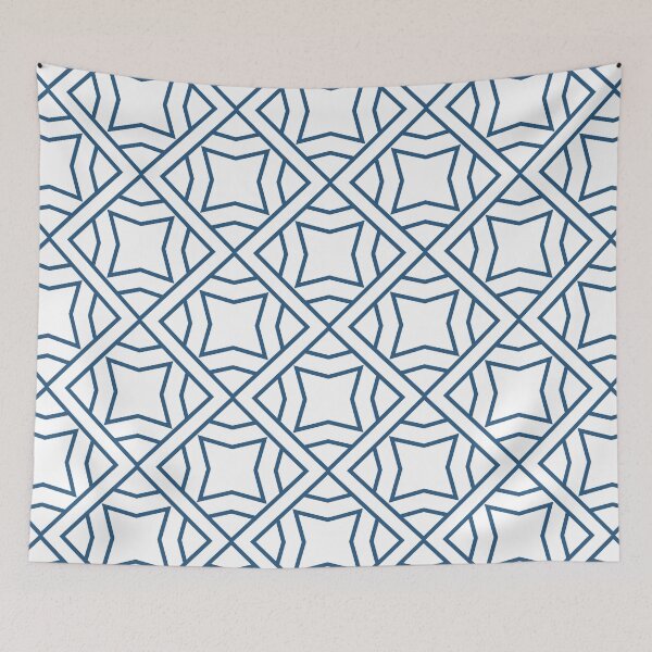 Item preview, Blue and White Stripe Cube Tile Pattern - Hue Coordinates w/ Coloro / WGSN 2022 Spring / Summer Trending Color Atlantic Blue 115-35-20 designed and sold by ColorOfTheYears.