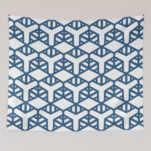Item preview, Blue and White Geometric Shape Tile Pattern - Hue Coordinates w/ Coloro / WGSN 2022 Spring / Summer Trending Color Atlantic Blue 115-35-20 designed and sold by ColorOfTheYears.