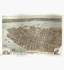 Vintage Pictorial Map of Charleston (1872) Poster