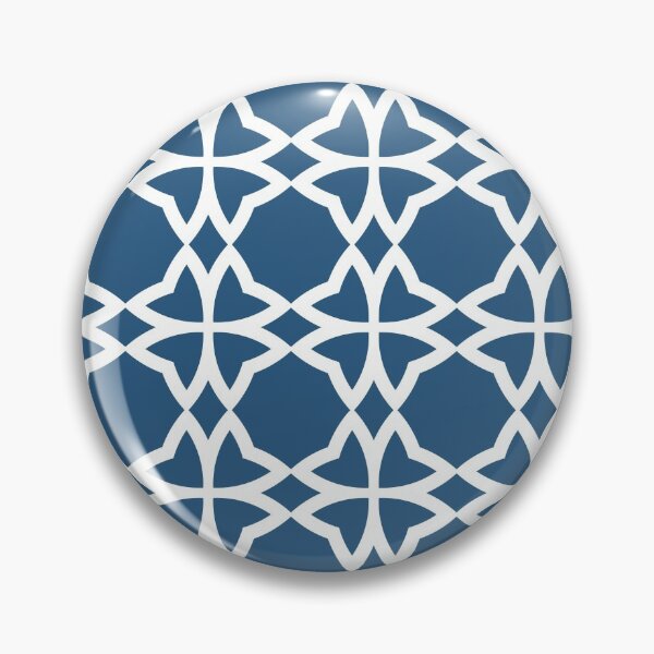Item preview, Blue and White Minimal Symmetrical Flower Pattern - Hue Coordinates w/ Coloro / WGSN 2022 Spring / Summer Trending Color Atlantic Blue 115-35-20 designed and sold by ColorOfTheYears.