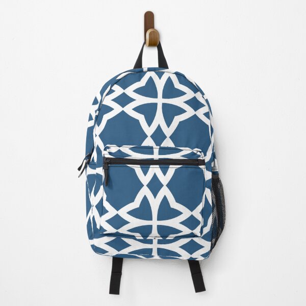 Item preview, Blue and White Minimal Symmetrical Flower Pattern - Hue Coordinates w/ Coloro / WGSN 2022 Spring / Summer Trending Color Atlantic Blue 115-35-20 designed and sold by ColorOfTheYears.