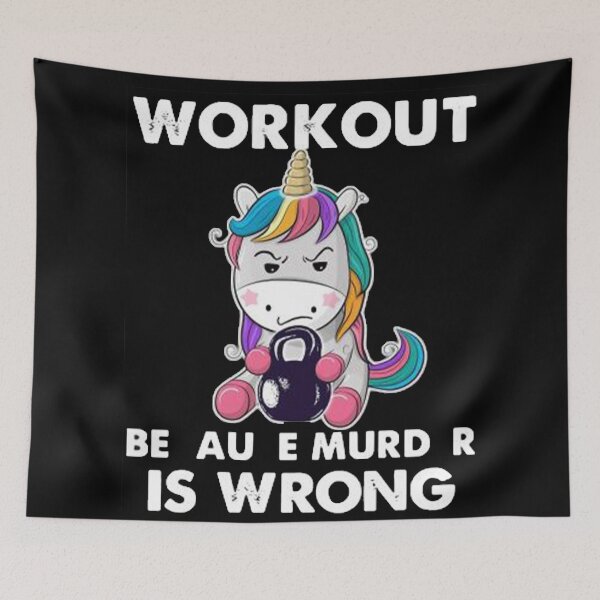 Item preview, Workout Because Murder Is Wrong Funny Unicorn Gym bestselling 2021  designed and sold by DesigonDesigner.