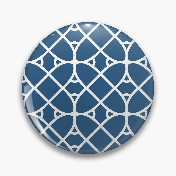 Item preview, Blue and White Geometric Shape Pattern Ovals - Hue Coordinates w/ Coloro / WGSN 2022 Spring / Summer Trending Color Atlantic Blue 115-35-20 designed and sold by ColorOfTheYears.