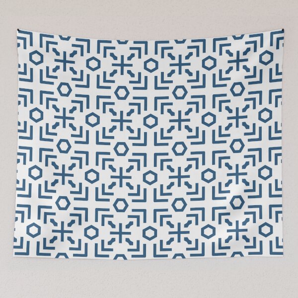 Item preview, Blue and White Minimal Art Deco Abstract Pattern - Hue Coordinates w/ Coloro / WGSN 2022 Spring / Summer Trending Color Atlantic Blue 115-35-20 designed and sold by ColorOfTheYears.