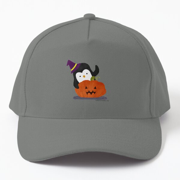 Penguin with Halloween Pumpkin Baseball Cap