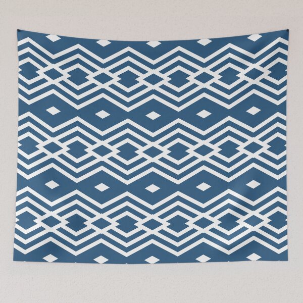 Item preview, Blue and White Horizontal Stripe Diamond Pattern - Hue Coordinates w/ Coloro / WGSN 2022 Spring / Summer Trending Color Atlantic Blue 115-35-20 designed and sold by ColorOfTheYears.