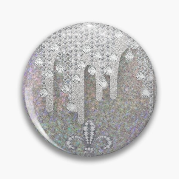Item preview, Diamonds And Metallic Silver Drip With Fleur-de-lis On Rainbow Glitter designed and sold by IZiets.