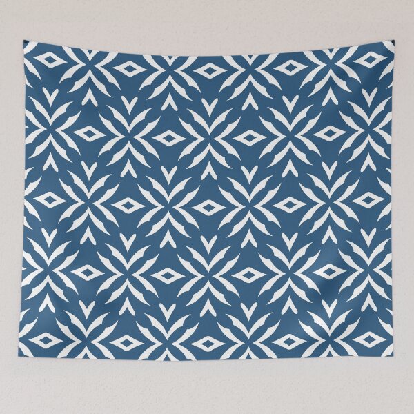 Item preview, Blue and White Abstract Flower Pattern - Hue Coordinates w/ Coloro / WGSN 2022 Spring / Summer Trending Color Atlantic Blue 115-35-20 designed and sold by ColorOfTheYears.