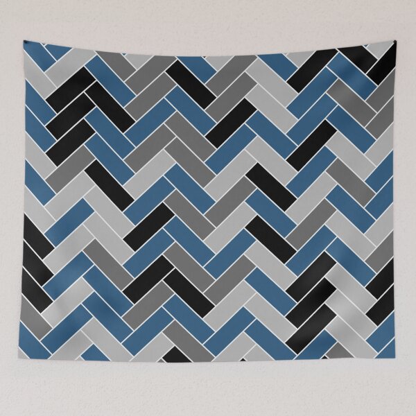Item preview, Blue Black Gray Herringbone Pattern - Hue Coordinates w/ Coloro / WGSN 2022 Spring / Summer Trending Color Atlantic Blue 115-35-20 designed and sold by ColorOfTheYears.