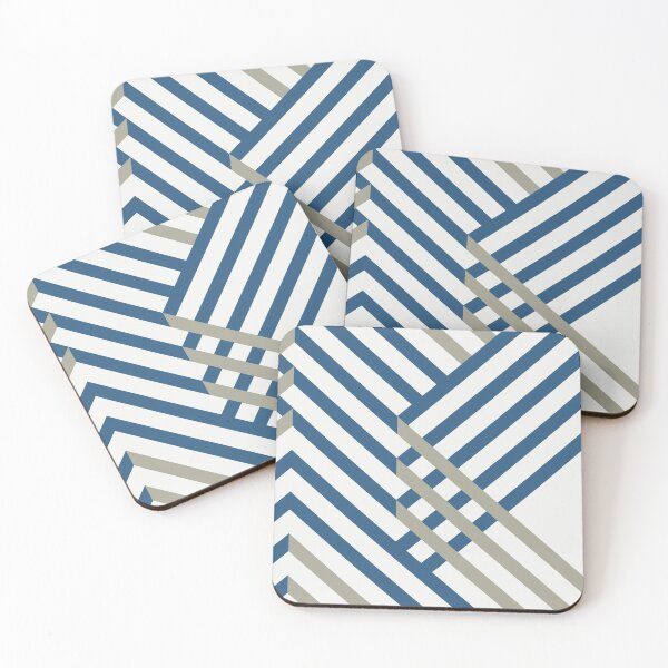 Item preview, Blue Gray White Minimal Diagonal Stripe Pattern - Hue Coordinates w/ Coloro / WGSN 2022 Spring / Summer Trending Color Atlantic Blue 115-35-20 designed and sold by ColorOfTheYears.