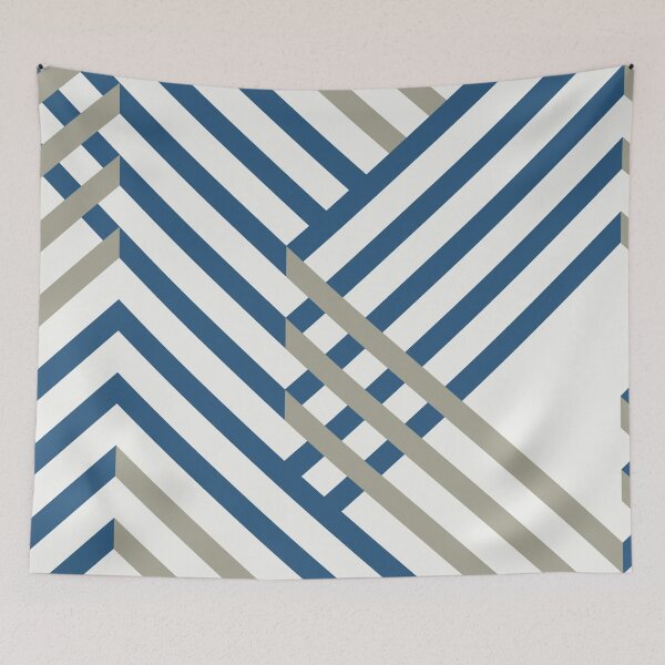 Item preview, Blue Gray White Minimal Diagonal Stripe Pattern - Hue Coordinates w/ Coloro / WGSN 2022 Spring / Summer Trending Color Atlantic Blue 115-35-20 designed and sold by ColorOfTheYears.