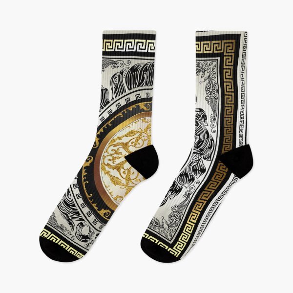 Item preview, Greek Keys Black Cream Baroque Floral Medallion designed and sold by Yiorgos Designs.