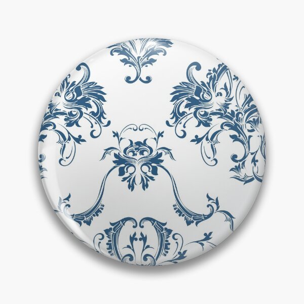 Item preview, Blue and White Damask Scroll Baroque Pattern - Hue Coordinates w/ Coloro / WGSN 2022 Spring / Summer Trending Color Atlantic Blue 115-35-20 designed and sold by ColorOfTheYears.