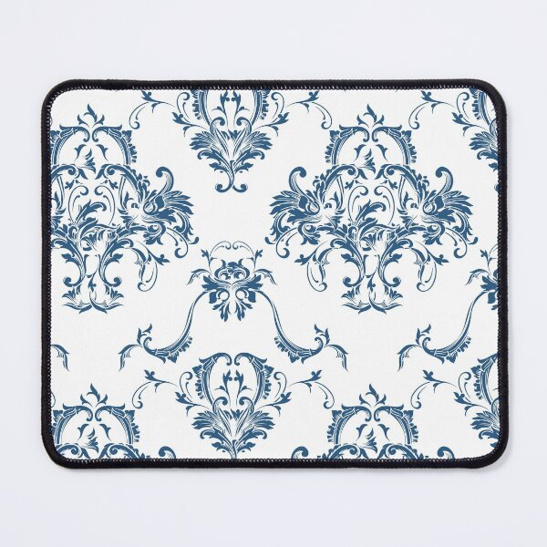 Item preview, Blue and White Damask Scroll Baroque Pattern - Hue Coordinates w/ Coloro / WGSN 2022 Spring / Summer Trending Color Atlantic Blue 115-35-20 designed and sold by ColorOfTheYears.