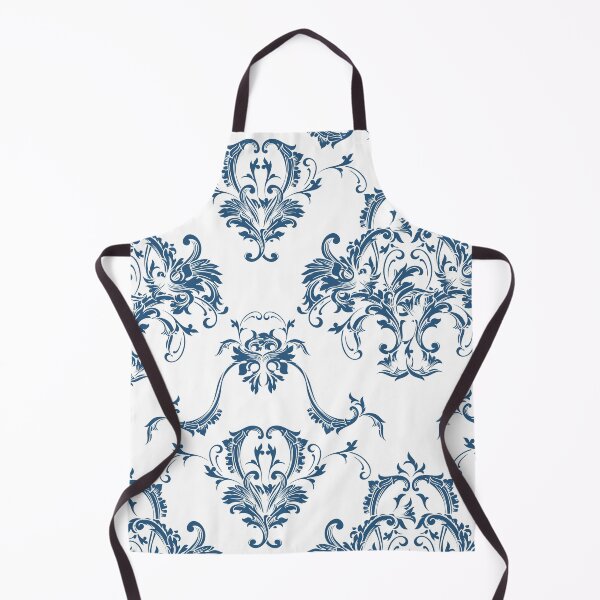 Item preview, Blue and White Damask Scroll Baroque Pattern - Hue Coordinates w/ Coloro / WGSN 2022 Spring / Summer Trending Color Atlantic Blue 115-35-20 designed and sold by ColorOfTheYears.