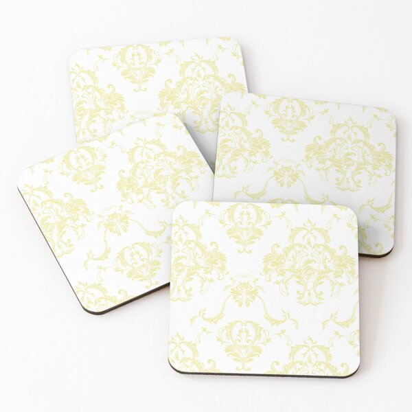 Item preview, Yellow and White Damask Scroll Baroque Pattern Coordinates w/ Coloro / WGSN 2022 Spring / Summer Trending Color Butter 040-86-20 designed and sold by ColorOfTheYears.