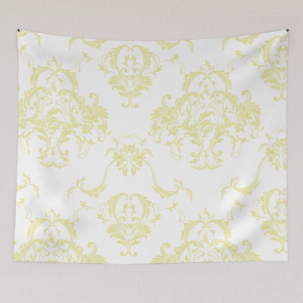 Item preview, Yellow and White Damask Scroll Baroque Pattern Coordinates w/ Coloro / WGSN 2022 Spring / Summer Trending Color Butter 040-86-20 designed and sold by ColorOfTheYears.