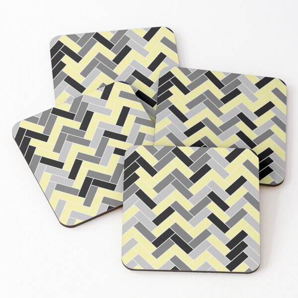Item preview, Yellow Black Gray Herringbone Pattern Coordinates w/ Coloro / WGSN 2022 Spring / Summer Trending Color Butter 040-86-20 designed and sold by ColorOfTheYears.