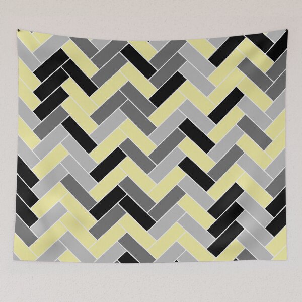 Item preview, Yellow Black Gray Herringbone Pattern Coordinates w/ Coloro / WGSN 2022 Spring / Summer Trending Color Butter 040-86-20 designed and sold by ColorOfTheYears.
