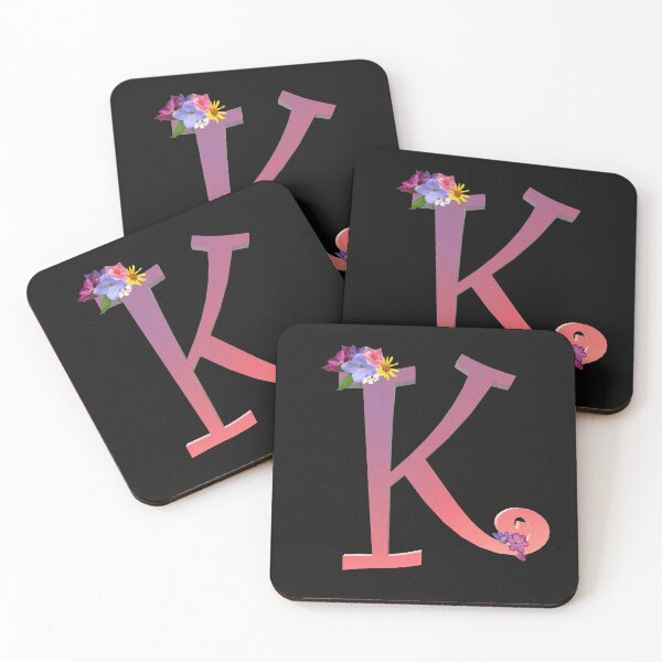 Item preview, Script letter K decorated with flowers designed and sold by AloraDawnEve.