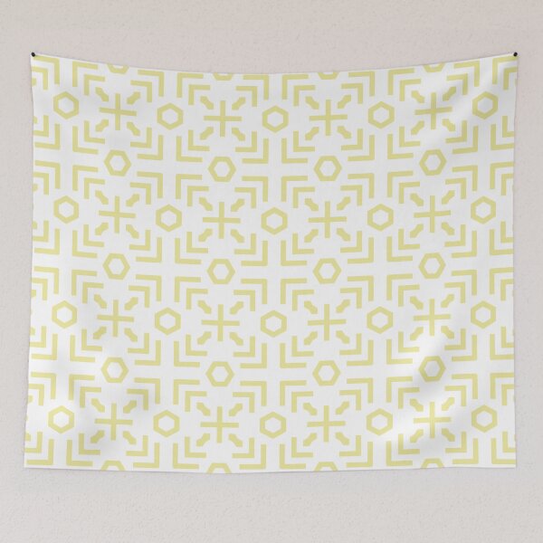 Item preview, Yellow and White Art Deco Abstract Pattern Coordinates w/ Coloro / WGSN 2022 Spring / Summer Trending Color Butter 040-86-20 designed and sold by ColorOfTheYears.