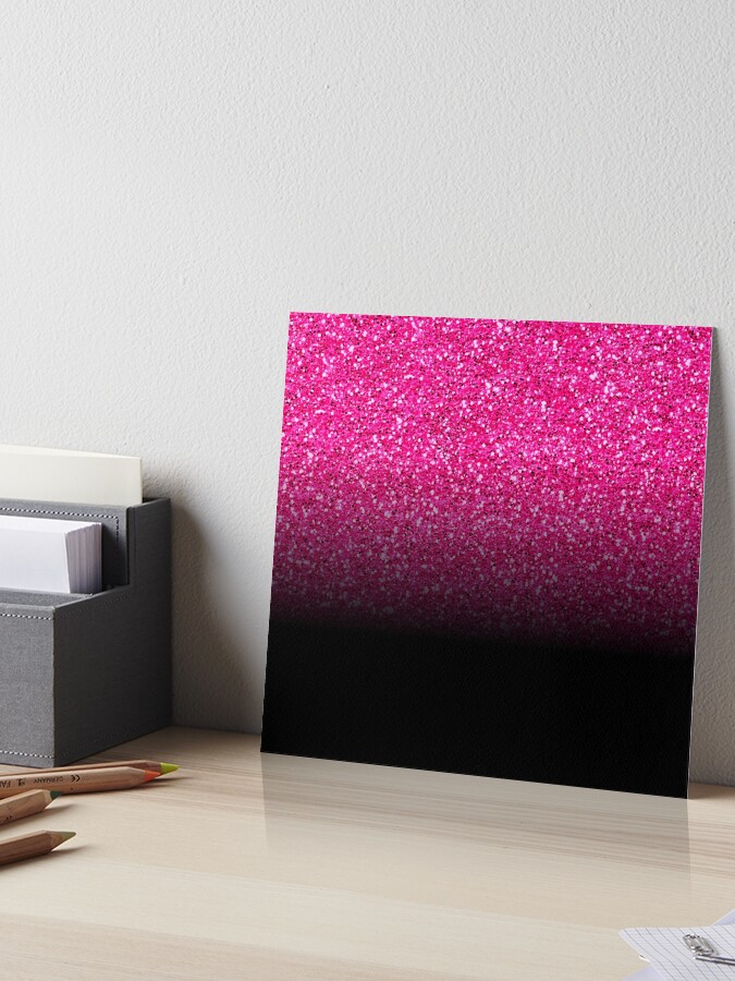 hot pink glitter and black ombre | Art Board Print