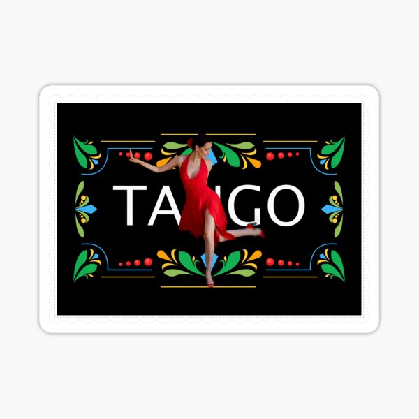 Argentine Tango Dancer in Fileteado Porteño Style Tango Postcard Sticker