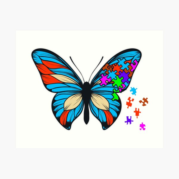 mariposa de piezas de rompecabezas de autismo