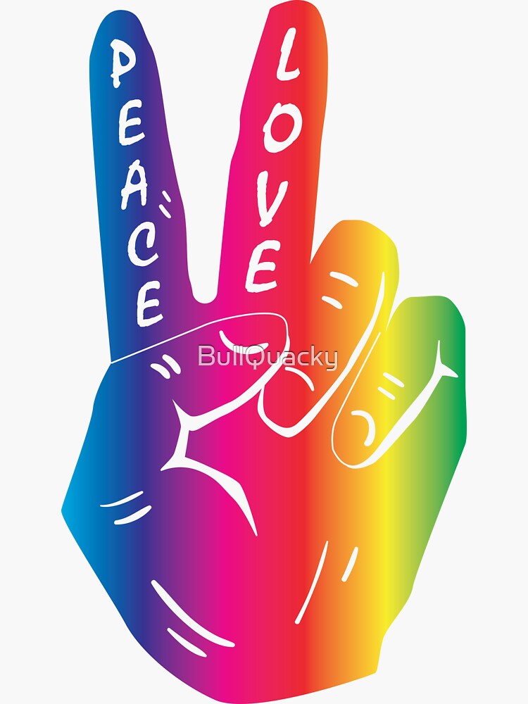Peace Hand Sign Love Rainbow Hippy Retro 70s 60s Love Freely Groovy