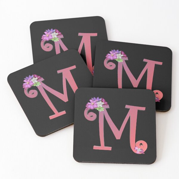 Item preview, Script letter M decorated with flowers designed and sold by AloraDawnEve.