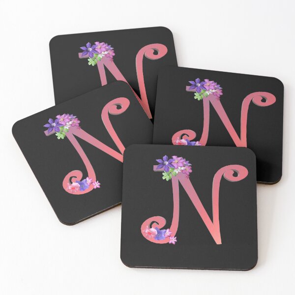 Item preview, Script letter N decorated with flowers designed and sold by AloraDawnEve.