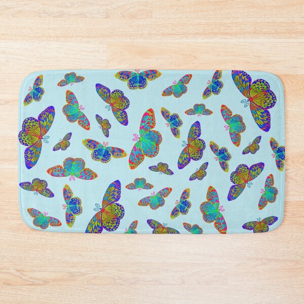 Item preview, Colorful butterflies on baby blue - watercolor designed and sold by MarionsArt.